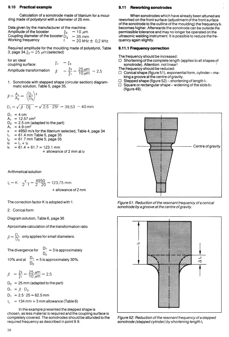 ZVEI Handbook on Sonotrode design and manufacturing instructions - Page 38. Practical example - sonotrode reworking