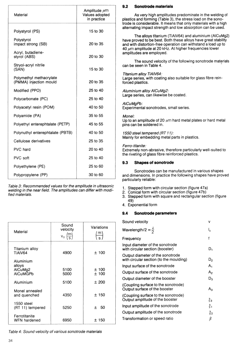 ZVEI Handbook on Sonotrode design and manufacturing instructions - Page 34. Sonotrode materials - shapes - parameters